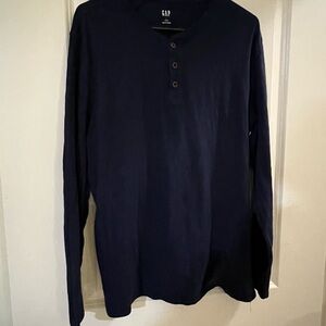 GAP Men's Dark Blue Long Sleeve Henley